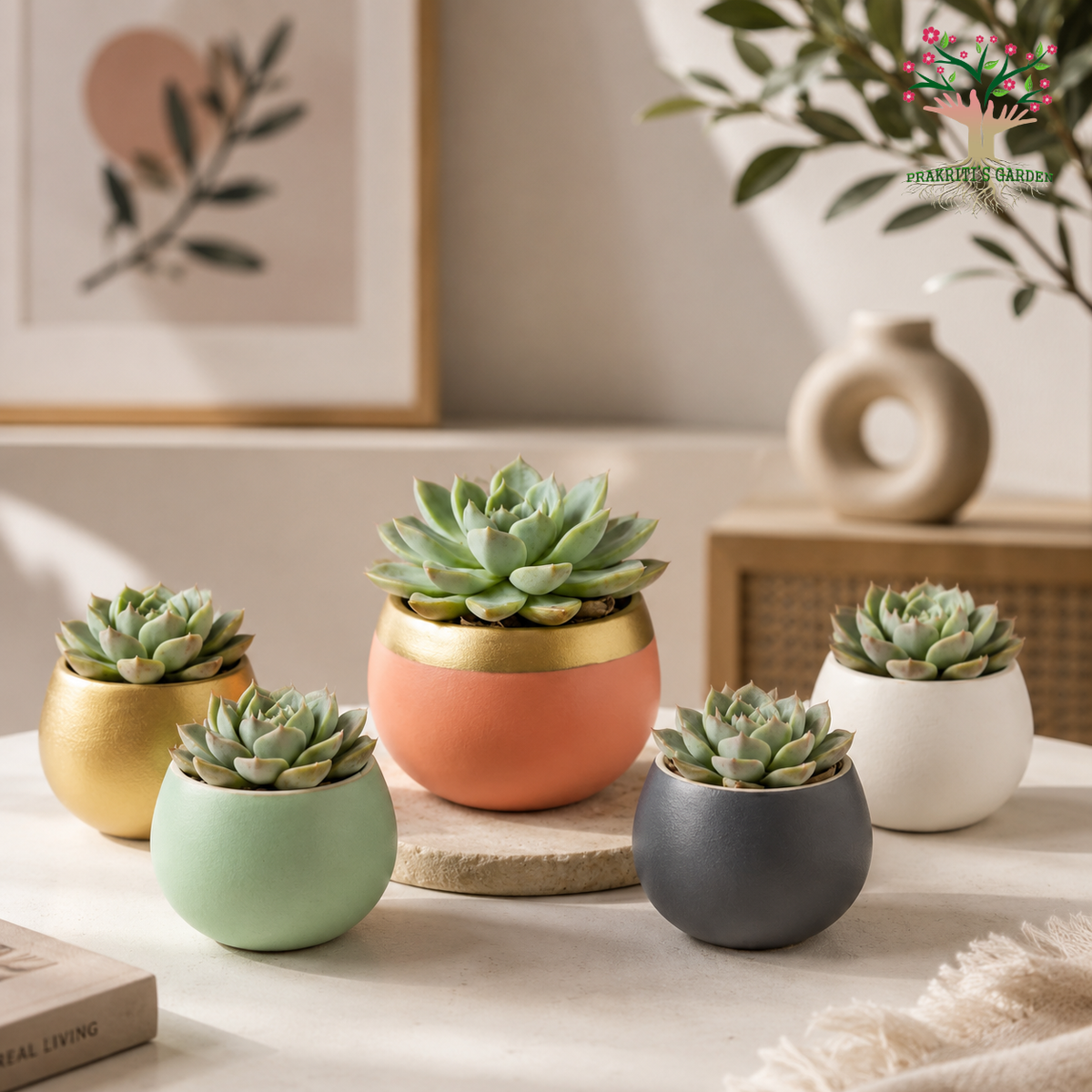 Mini Succulents in Pastel Designer Planters