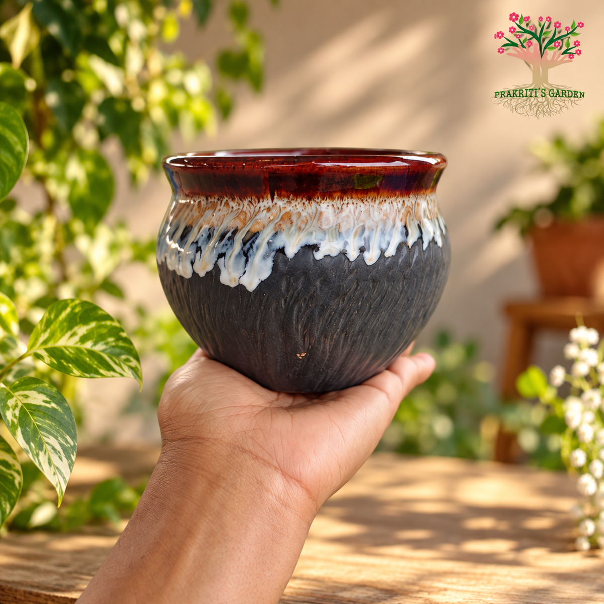 Elegant Glazed Ceramic Pot ( Choose Color )
