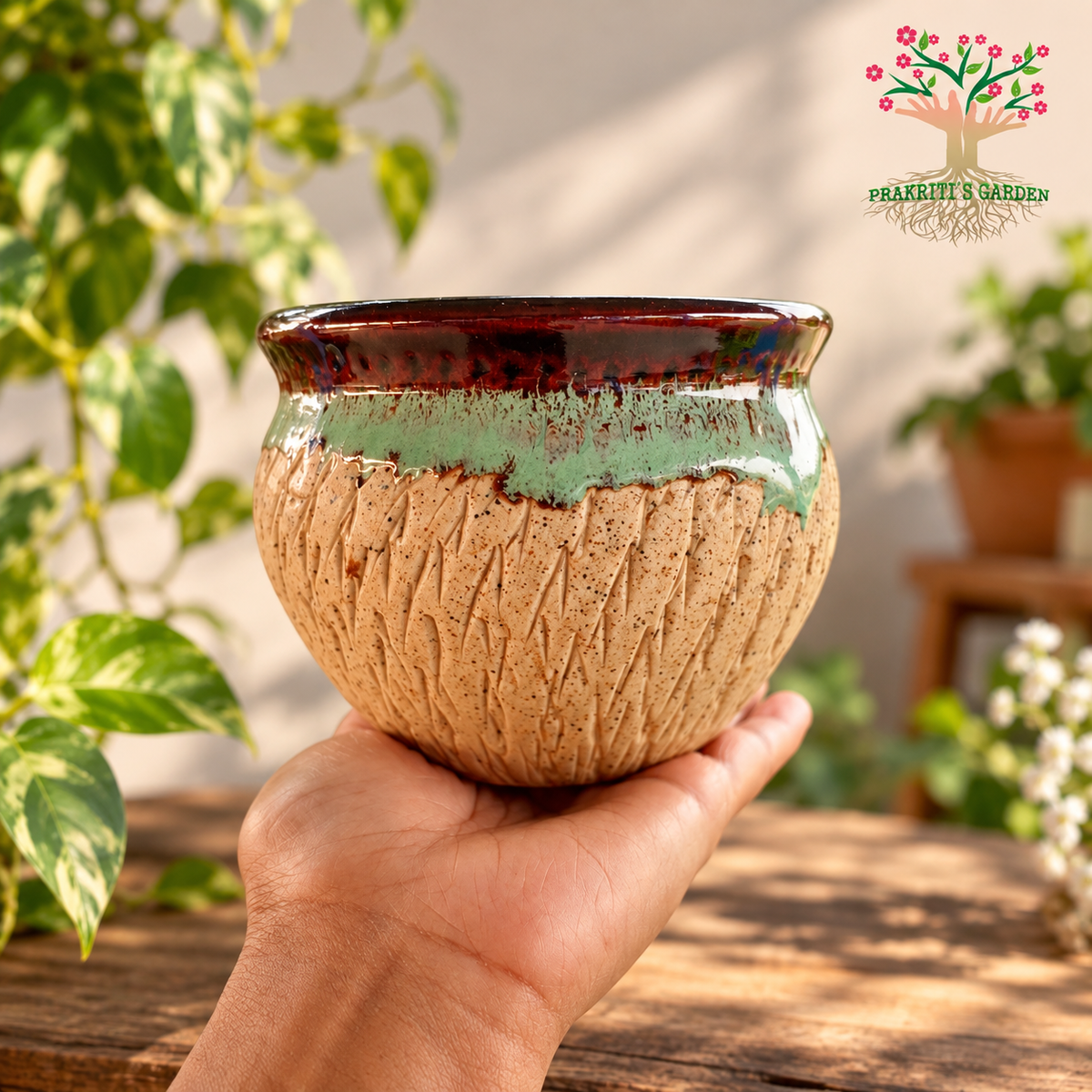 Elegant Glazed Ceramic Pot ( Choose Color )