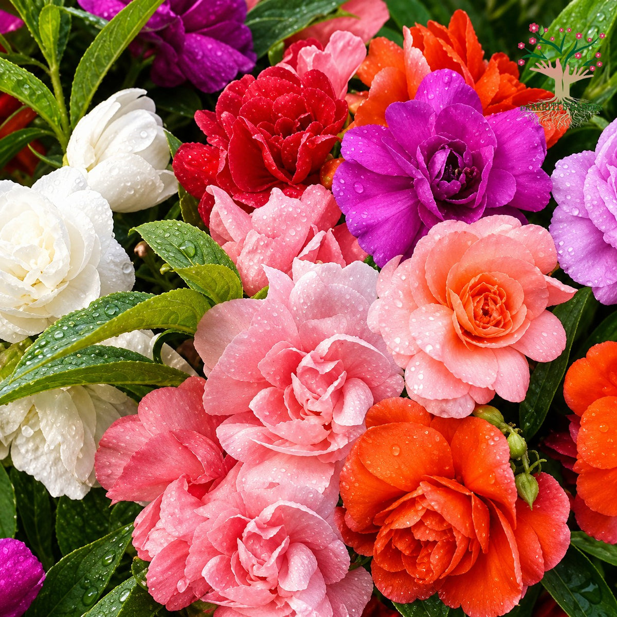 Balsam mixed colour flowers
