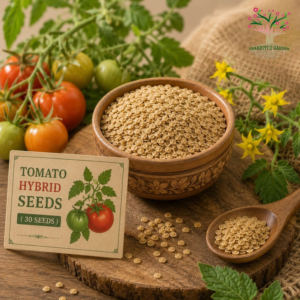 Tomato hybrid seeds with fresh tomatoes